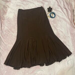 Vintage Chocolate Pleated Mermaid Skirt
